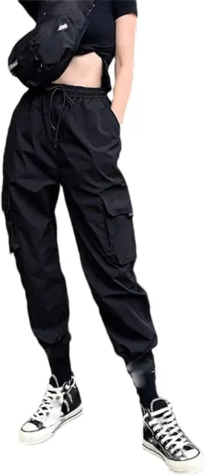 Multi Pockets Cargo Pants Women Harem Pants Elastic Waist Sweatpants Thin Casual Trousers