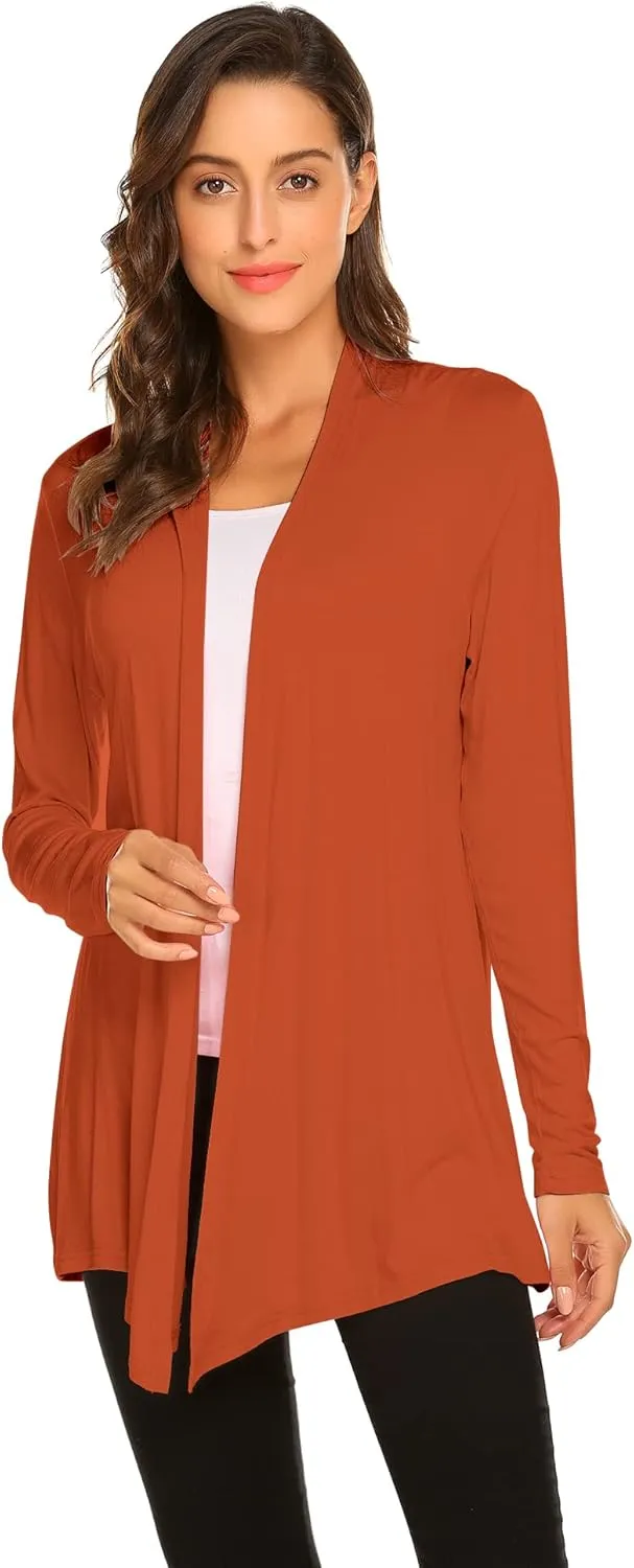 Newchoice Womens Casual Lightweight Long Sleeve Cardigan Soft Drape Open Front Fall Dusters (S-3XL)