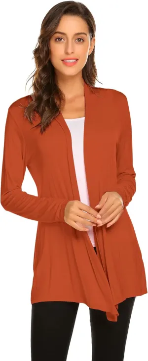 Newchoice Womens Casual Lightweight Long Sleeve Cardigan Soft Drape Open Front Fall Dusters (S-3XL)