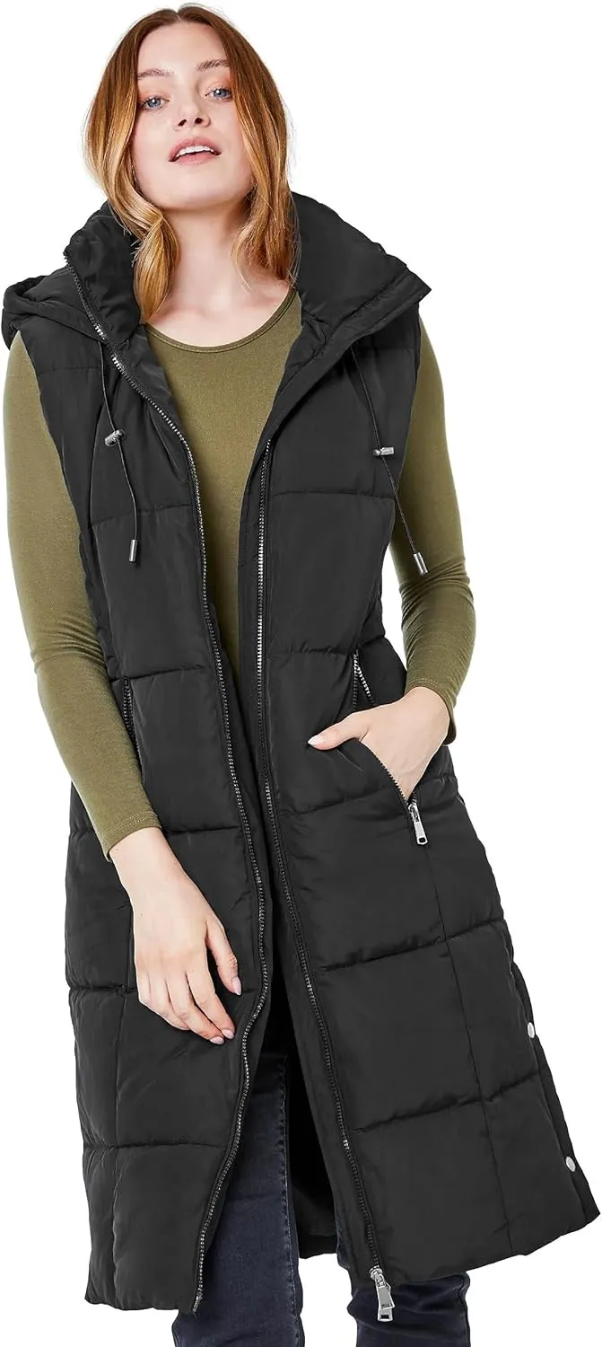 NUTEXROL Women's Winter Puffer Quilted Long Vest Thicken Warm Down Sleeveless Jackets Coat