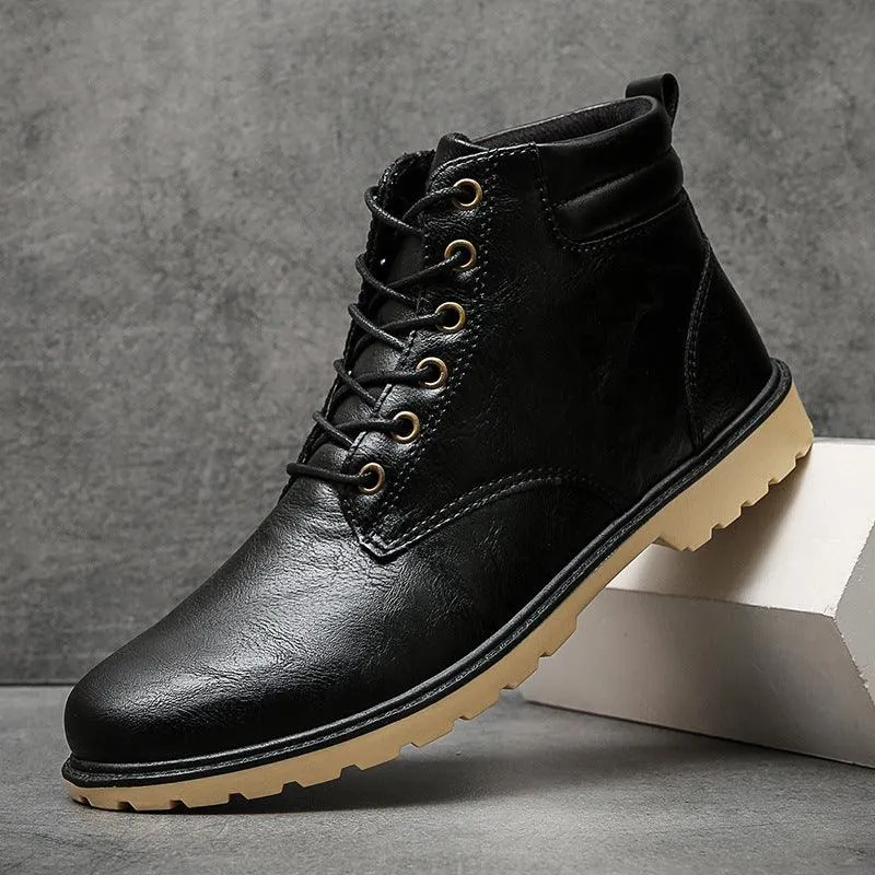Outdoor High-top Two-cotton Tooling Leather Boots