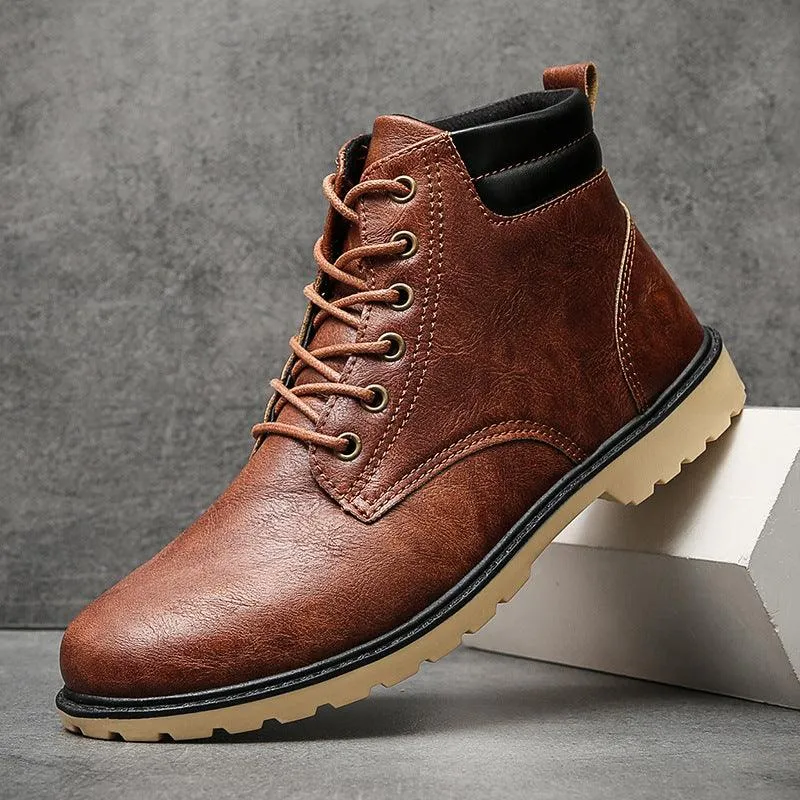 Outdoor High-top Two-cotton Tooling Leather Boots