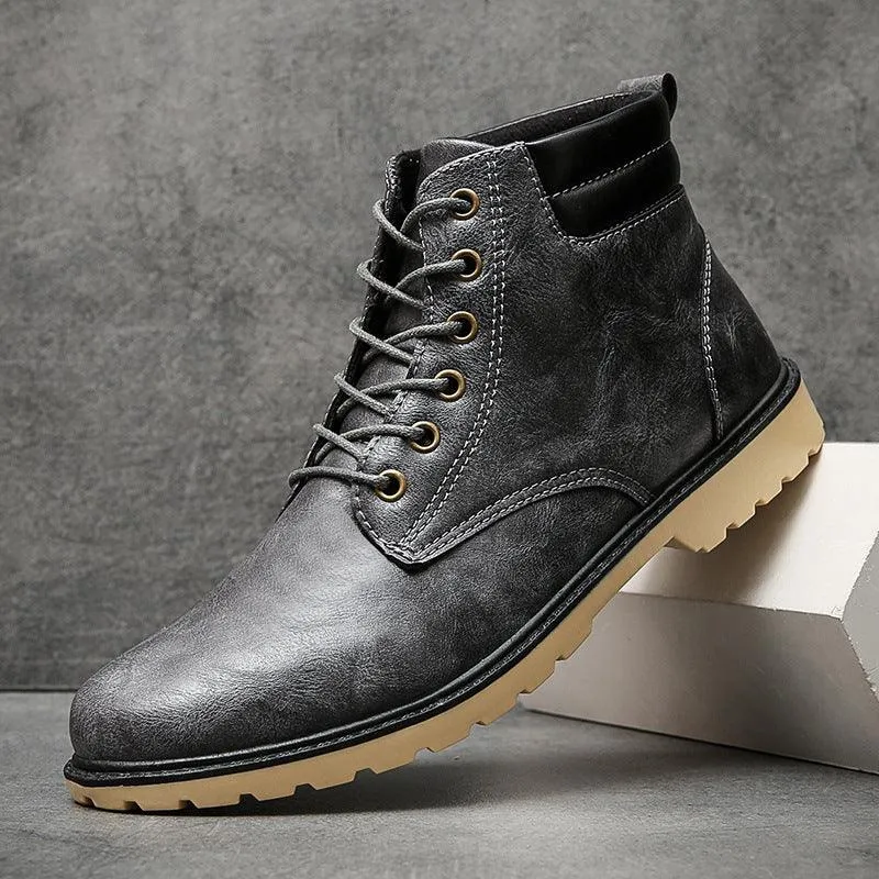 Outdoor High-top Two-cotton Tooling Leather Boots