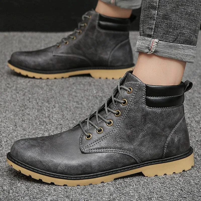 Outdoor High-top Two-cotton Tooling Leather Boots