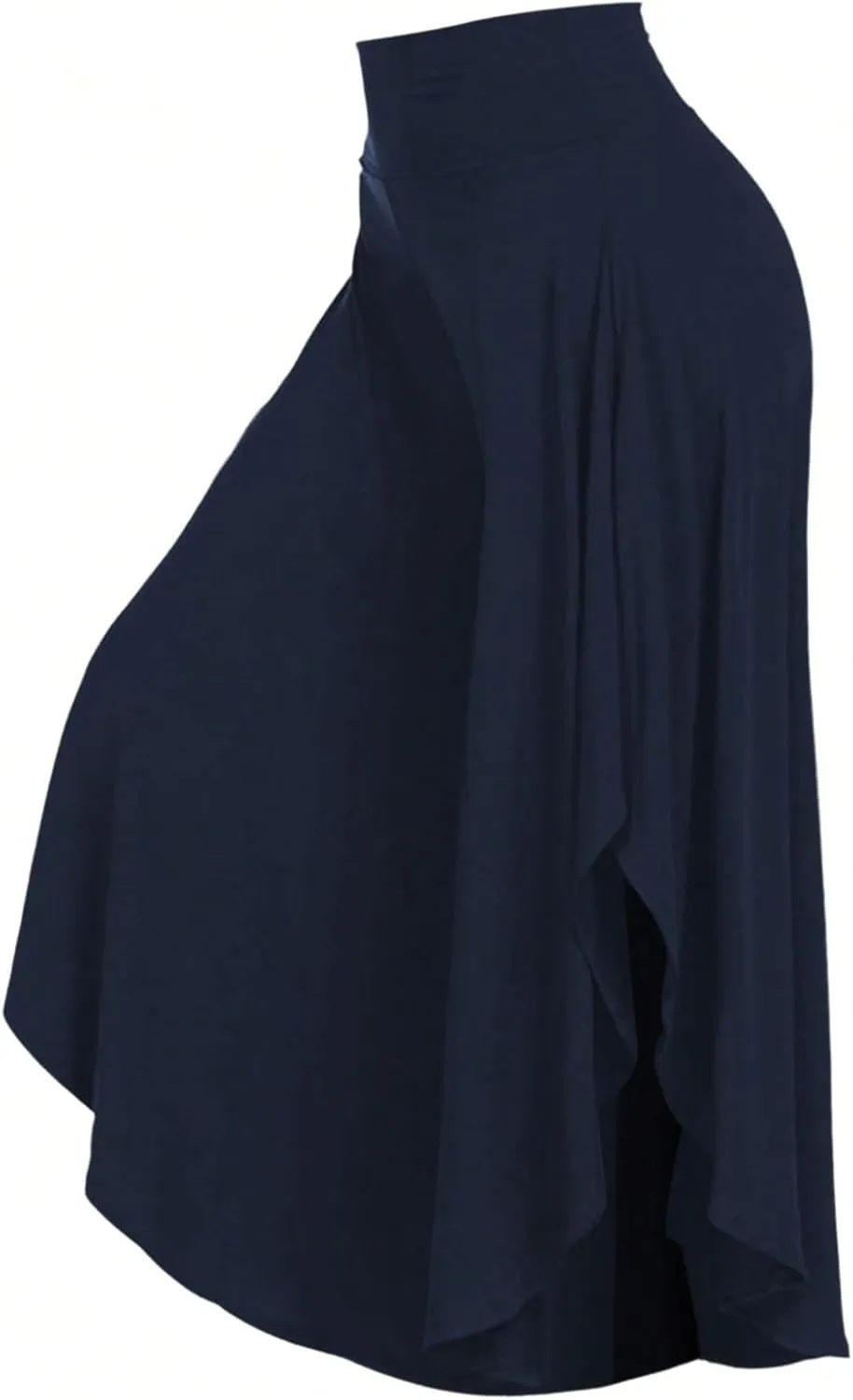 OYOANGLE Women's Plus Size High Waisted Asymmetrical Ruffle Hem Wide Leg Pants Flowy Palazzo Pants