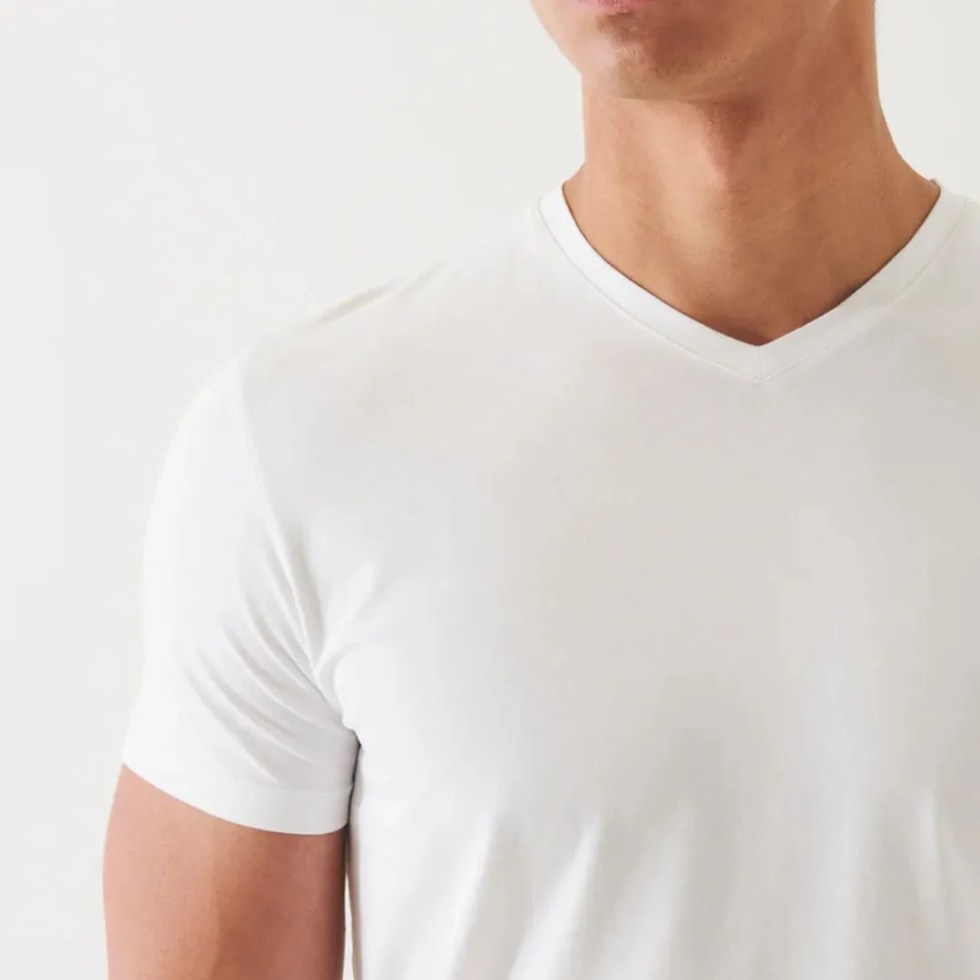 Pima Cotton Stretch V-Neck T-Shirt (White)