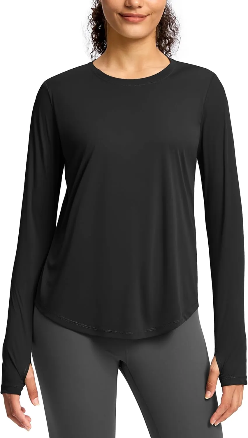 Soothfeel Lightweight Long Sleeve Workout Tops for Women Gym Running Athletic UPF 50  Sun Shirts Tees Moisture Wicking