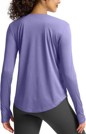 Soothfeel Lightweight Long Sleeve Workout Tops for Women Gym Running Athletic UPF 50  Sun Shirts Tees Moisture Wicking