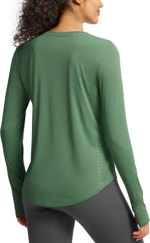 Soothfeel Lightweight Long Sleeve Workout Tops for Women Gym Running Athletic UPF 50  Sun Shirts Tees Moisture Wicking
