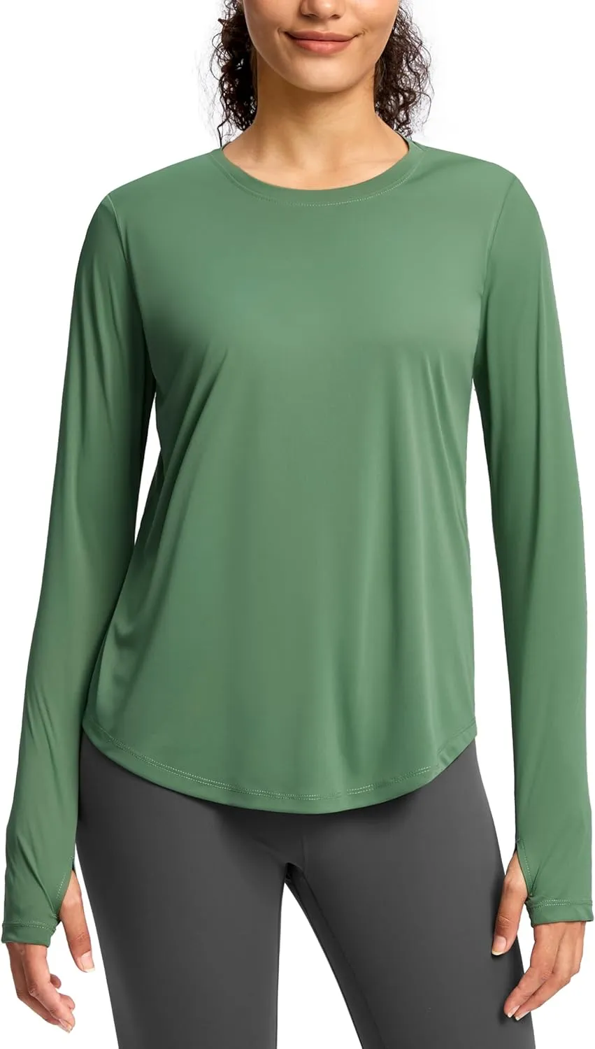 Soothfeel Lightweight Long Sleeve Workout Tops for Women Gym Running Athletic UPF 50  Sun Shirts Tees Moisture Wicking