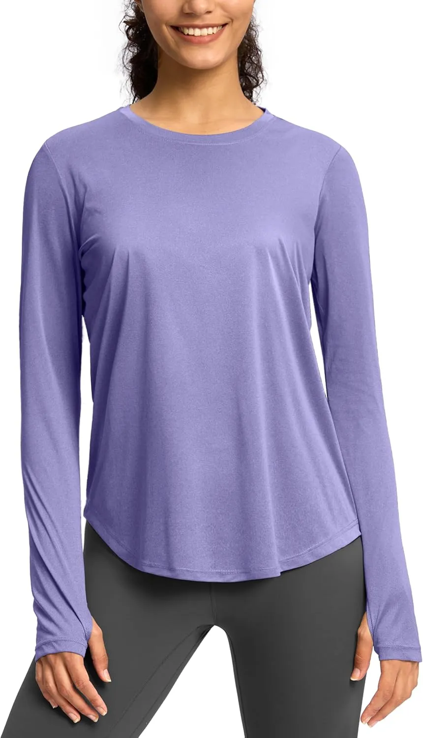 Soothfeel Lightweight Long Sleeve Workout Tops for Women Gym Running Athletic UPF 50  Sun Shirts Tees Moisture Wicking