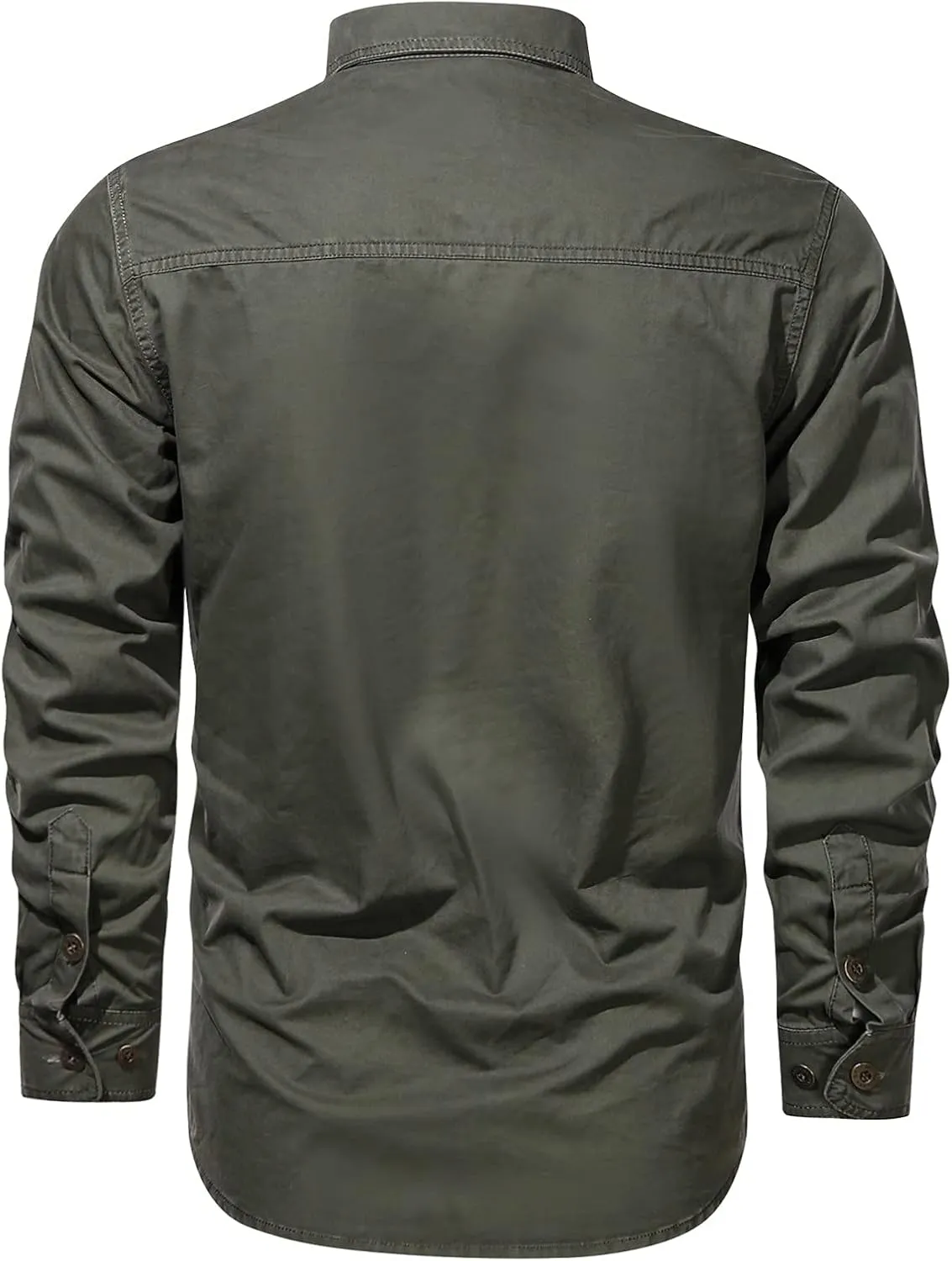 Summer Cargo Shirts for Men Long Sleeve Cotton Button Down Shirts Outdoor Breathable UV Protection Quick Dry Hiking Shirts