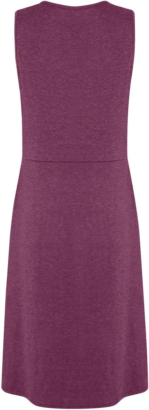Summer Cotton Sun Dress for Women Soft Sleeveless Front Twist V Neck Sexy Casual Solid Tank Dress A Line Mini Dress