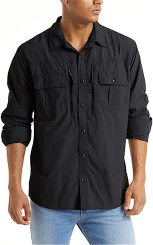 Summer Tactical Shirts Men's Mesh Breathable Long Sleeve Multi-Pockets Work Cargo Shirts Quick Dry Military Shirts