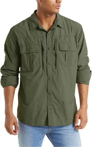 Summer Tactical Shirts Men's Mesh Breathable Long Sleeve Multi-Pockets Work Cargo Shirts Quick Dry Military Shirts