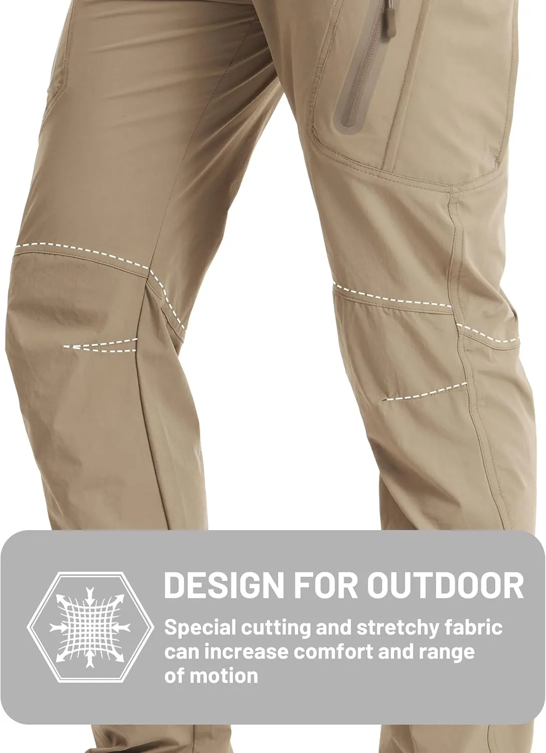 TACVASEN Men's Lightweight Hiking Tactical Pants Waterproof Quick Dry Cargo Work Rain Outdoor Pants 8 Pockets