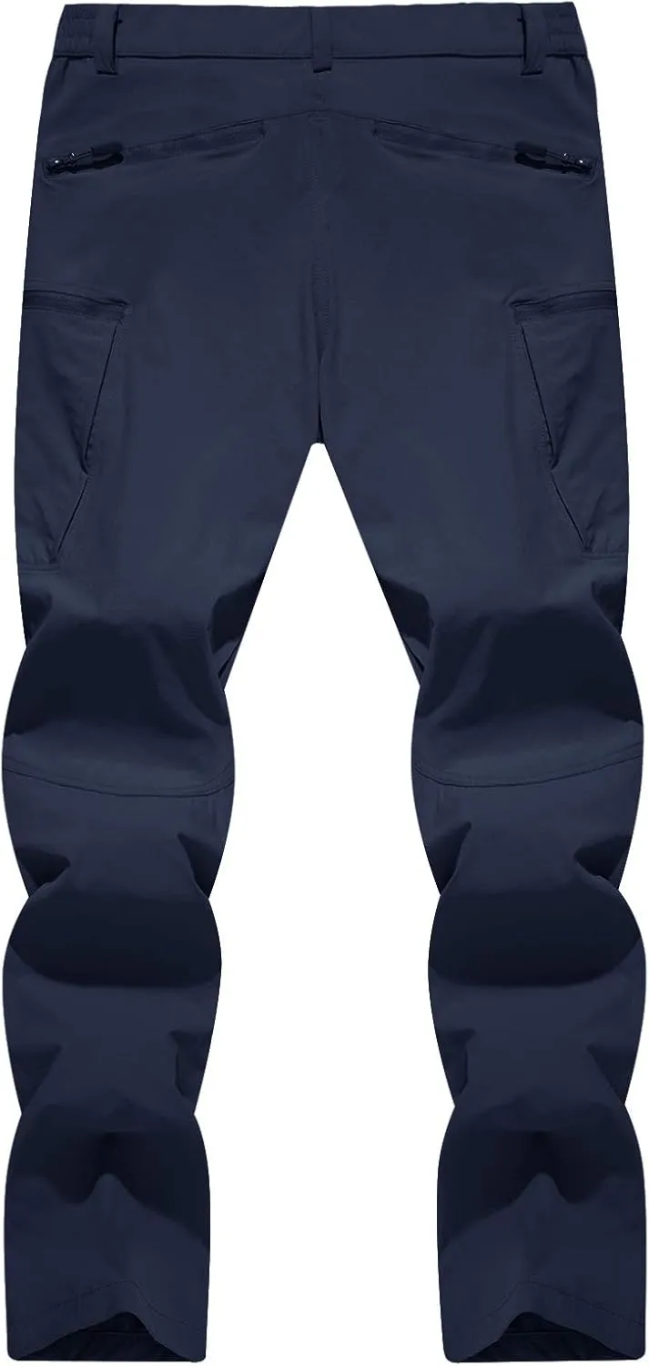 TACVASEN Men's Lightweight Hiking Tactical Pants Waterproof Quick Dry Cargo Work Rain Outdoor Pants 8 Pockets