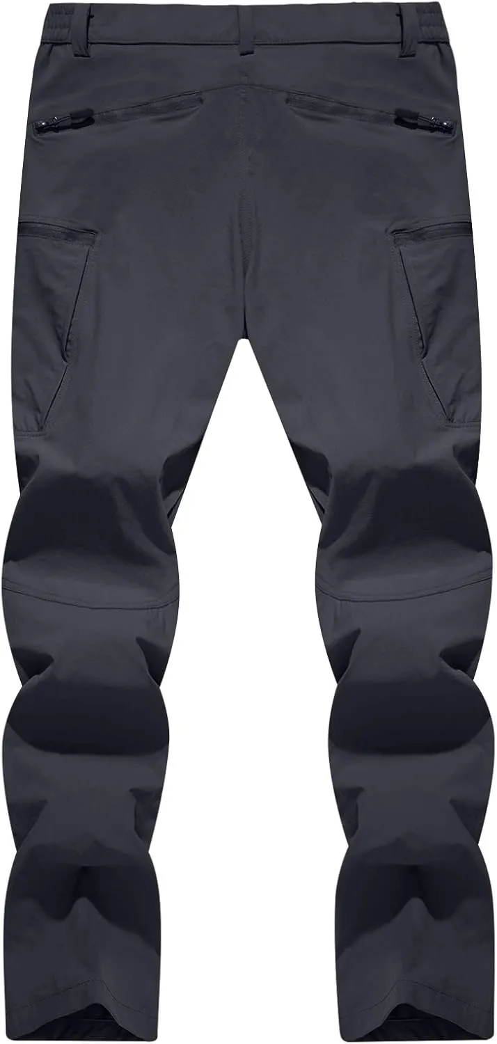 TACVASEN Men's Lightweight Hiking Tactical Pants Waterproof Quick Dry Cargo Work Rain Outdoor Pants 8 Pockets