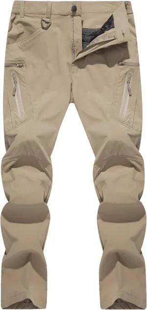 TACVASEN Men's Lightweight Hiking Tactical Pants Waterproof Quick Dry Cargo Work Rain Outdoor Pants 8 Pockets