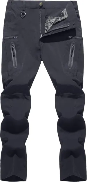 TACVASEN Men's Lightweight Hiking Tactical Pants Waterproof Quick Dry Cargo Work Rain Outdoor Pants 8 Pockets