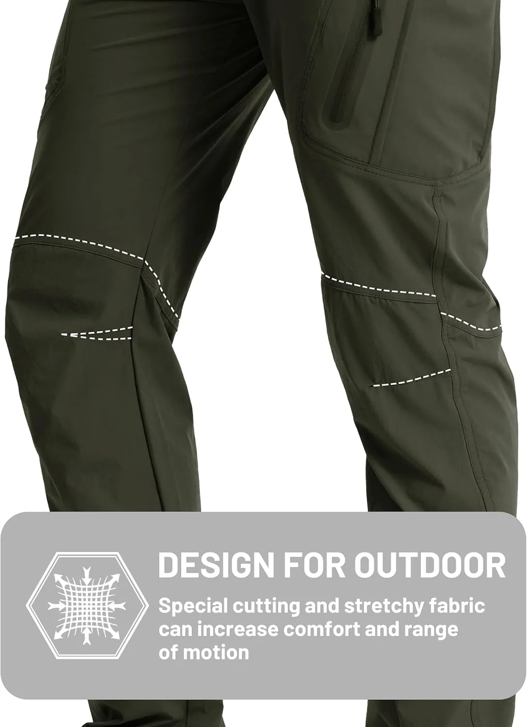 TACVASEN Men's Lightweight Hiking Tactical Pants Waterproof Quick Dry Cargo Work Rain Outdoor Pants 8 Pockets