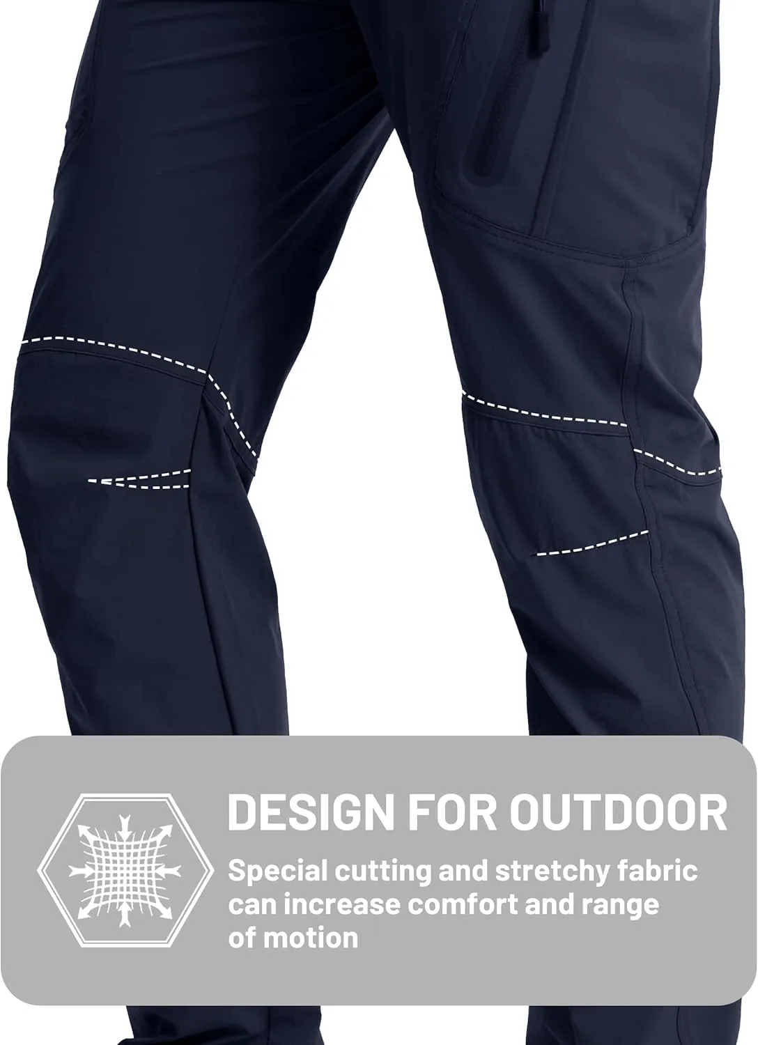 TACVASEN Men's Lightweight Hiking Tactical Pants Waterproof Quick Dry Cargo Work Rain Outdoor Pants 8 Pockets