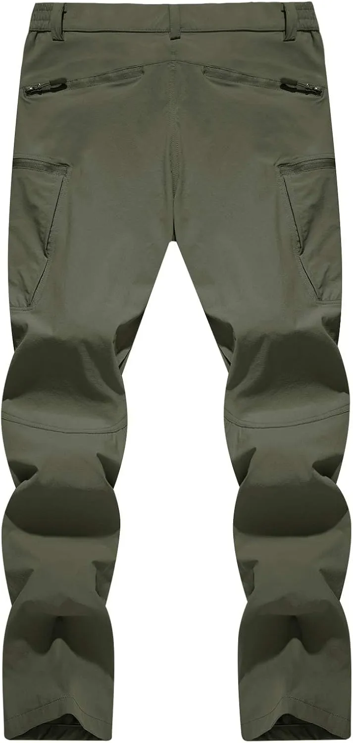 TACVASEN Men's Lightweight Hiking Tactical Pants Waterproof Quick Dry Cargo Work Rain Outdoor Pants 8 Pockets