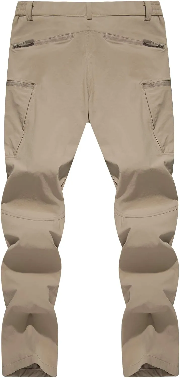 TACVASEN Men's Lightweight Hiking Tactical Pants Waterproof Quick Dry Cargo Work Rain Outdoor Pants 8 Pockets