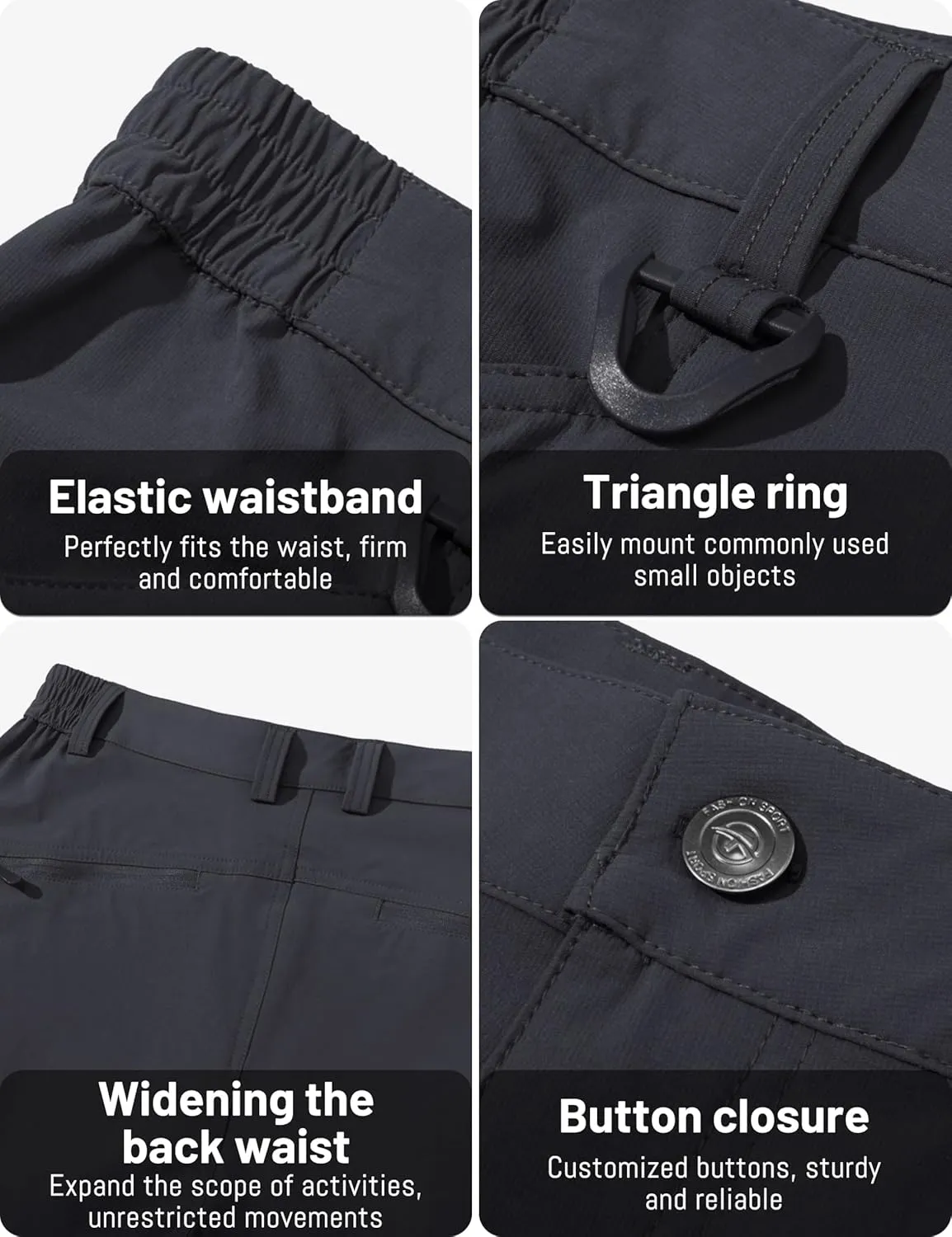 TACVASEN Men's Lightweight Hiking Tactical Pants Waterproof Quick Dry Cargo Work Rain Outdoor Pants 8 Pockets