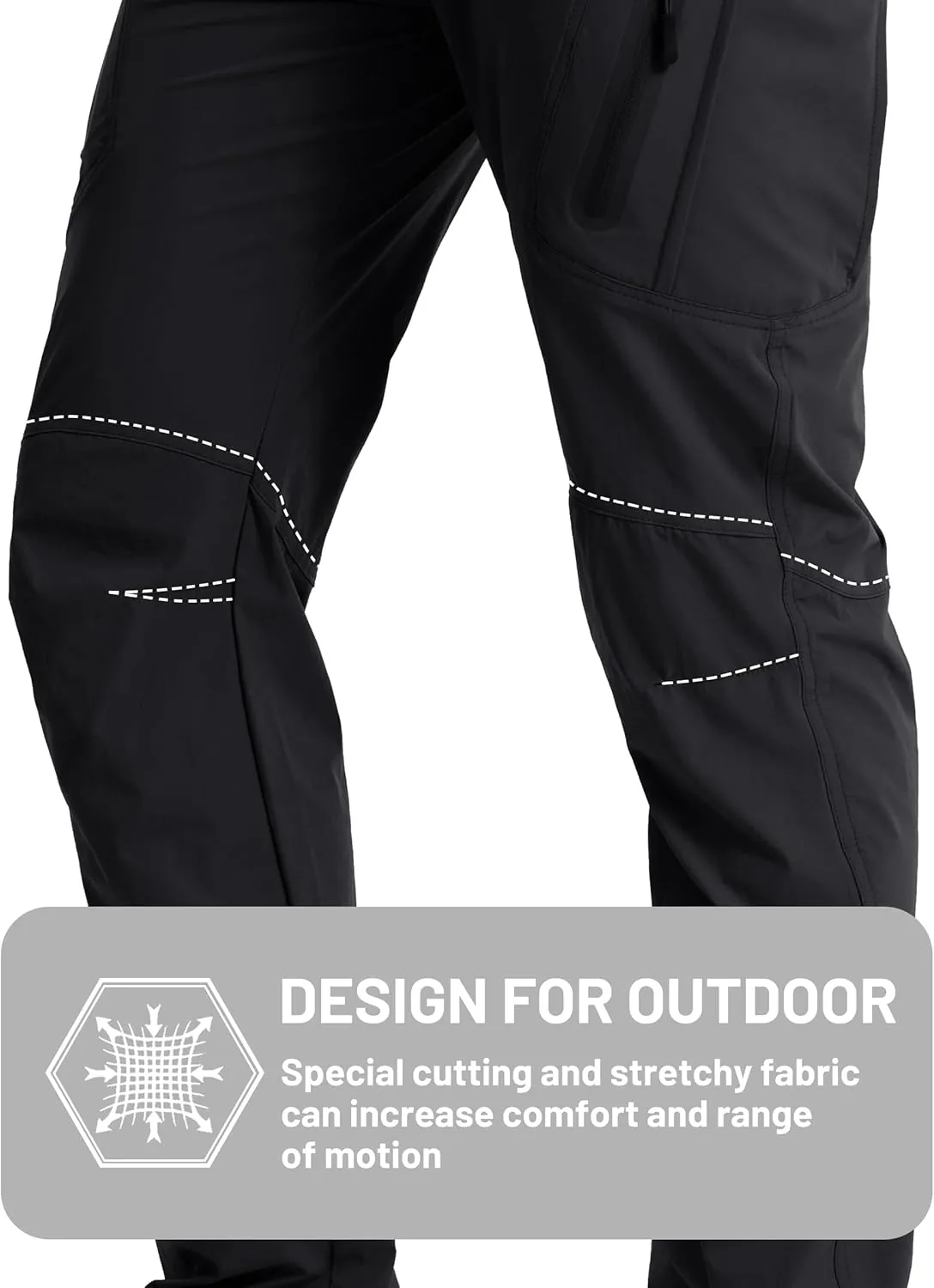 TACVASEN Men's Lightweight Hiking Tactical Pants Waterproof Quick Dry Cargo Work Rain Outdoor Pants 8 Pockets