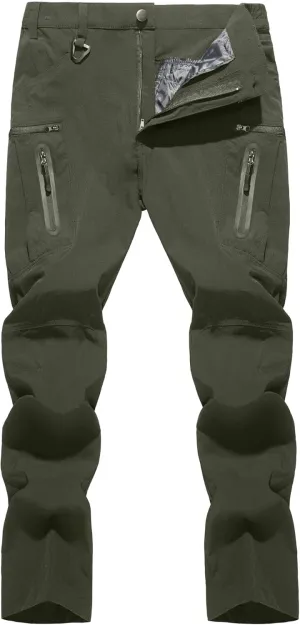 TACVASEN Men's Lightweight Hiking Tactical Pants Waterproof Quick Dry Cargo Work Rain Outdoor Pants 8 Pockets