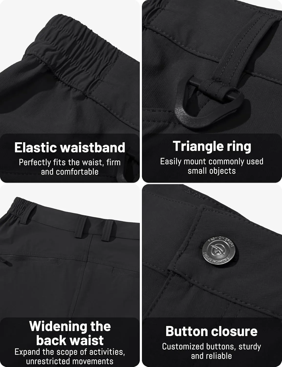 TACVASEN Men's Lightweight Hiking Tactical Pants Waterproof Quick Dry Cargo Work Rain Outdoor Pants 8 Pockets