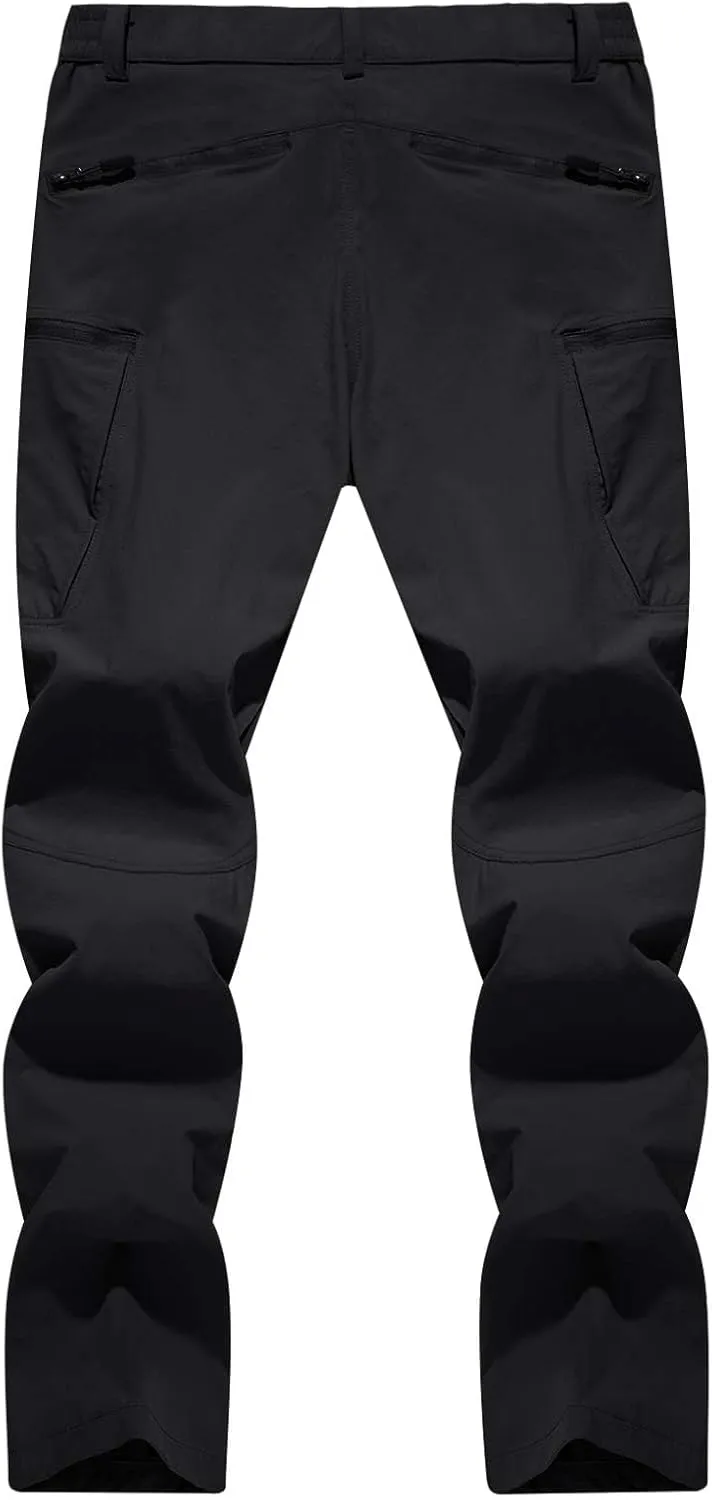 TACVASEN Men's Lightweight Hiking Tactical Pants Waterproof Quick Dry Cargo Work Rain Outdoor Pants 8 Pockets