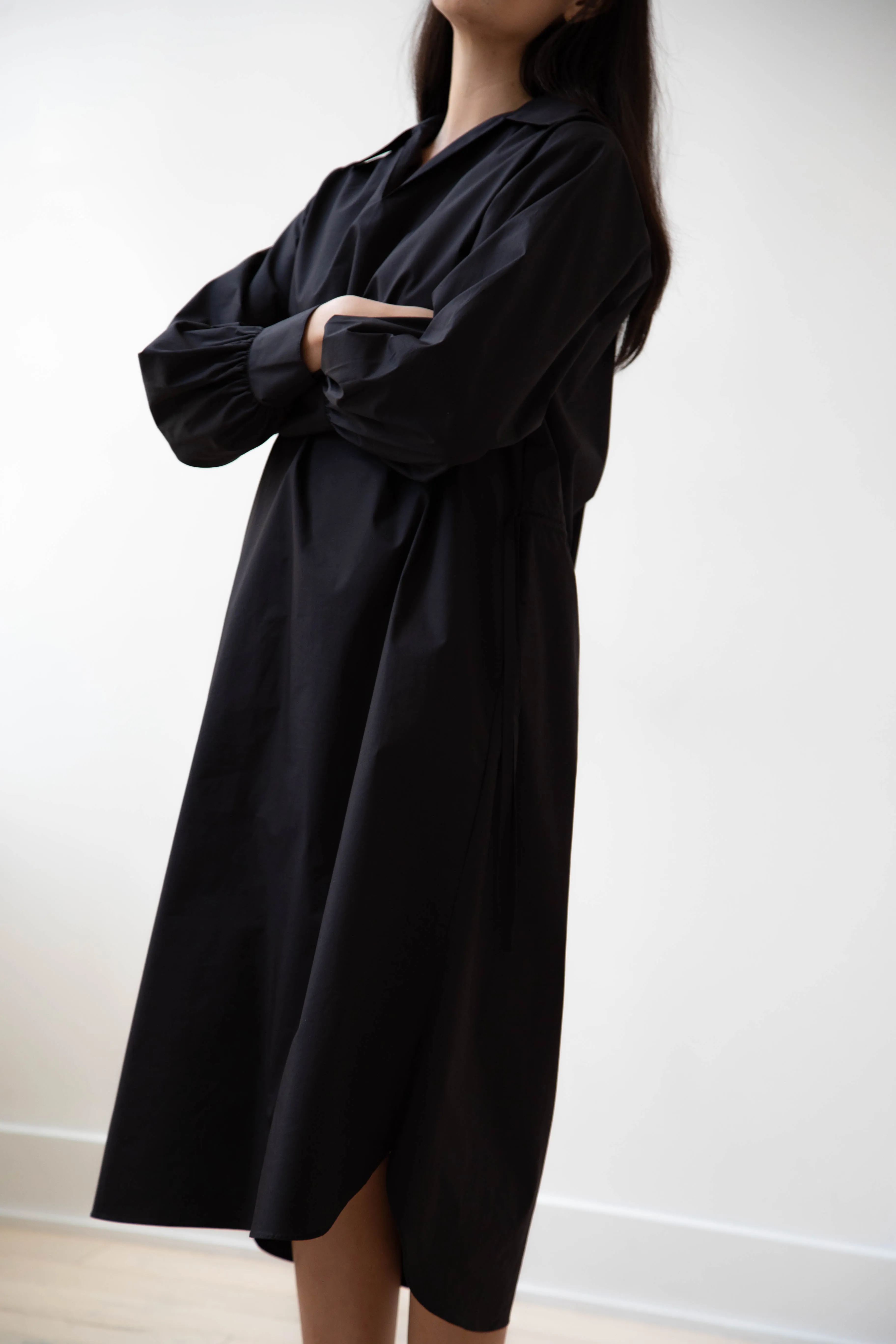 The Loom | Double Belt Dress in Black Cotton