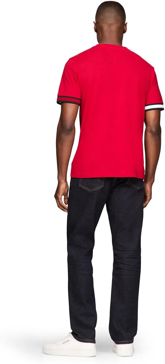 Tommy Hilfiger Men's Short Sleeve Breathable Cotton T-Shirts with Cuff Design