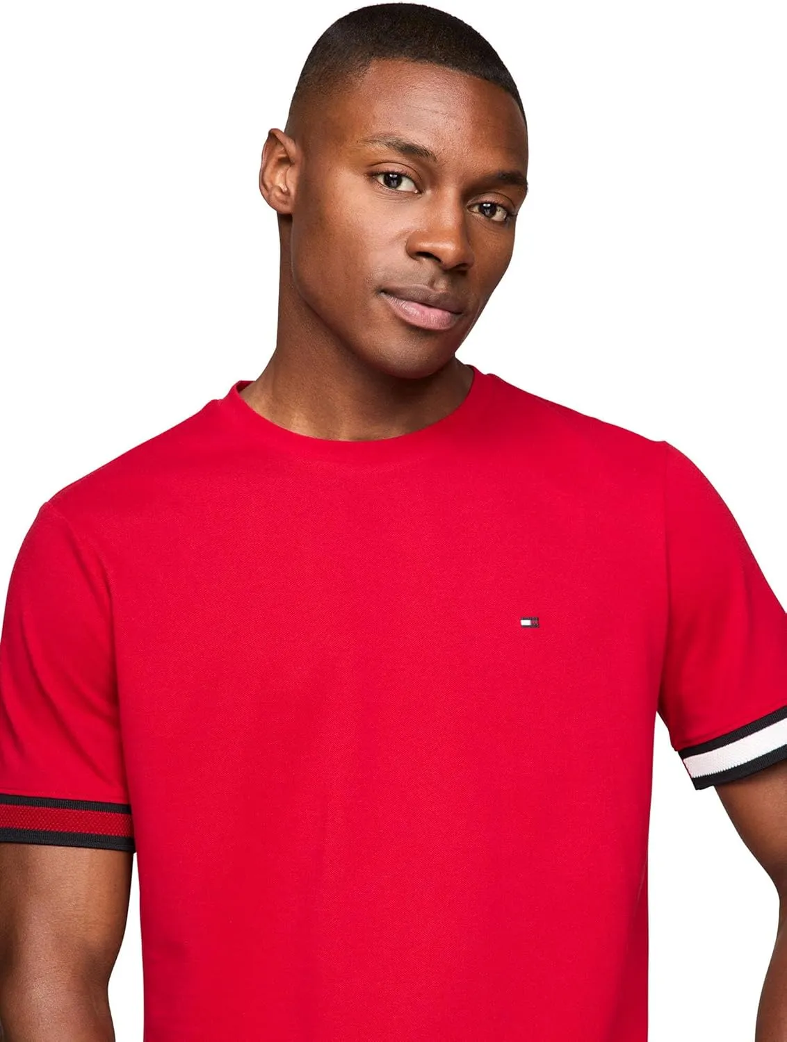 Tommy Hilfiger Men's Short Sleeve Breathable Cotton T-Shirts with Cuff Design