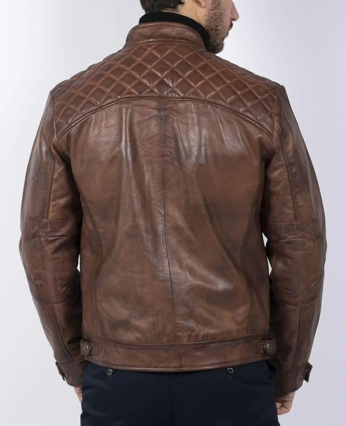 TruClothing Men's Biker Jacket Outwear Windproof Winter Motorcycle Rider Real Leather Jackets Coat Retro