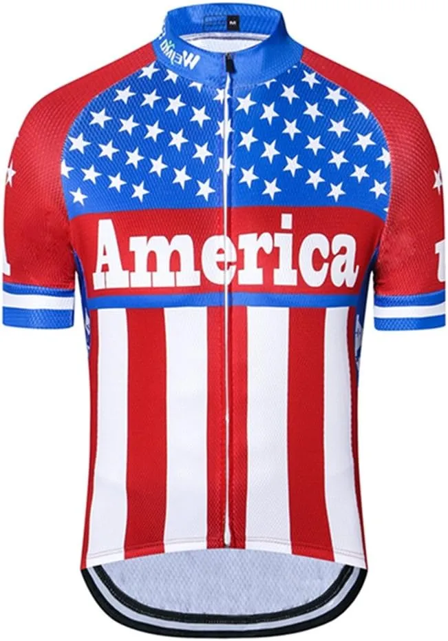 Weimostar Men's USA Cycling Jersey Short Sleeve Biking Shirts Breathable with Pockets