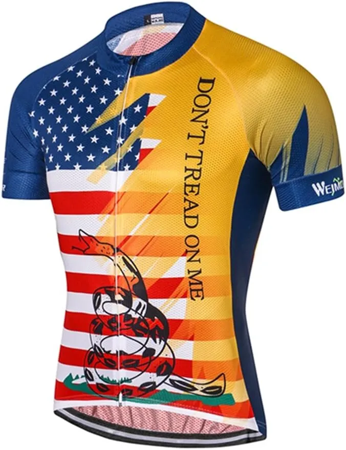 Weimostar Men's USA Cycling Jersey Short Sleeve Biking Shirts Breathable with Pockets