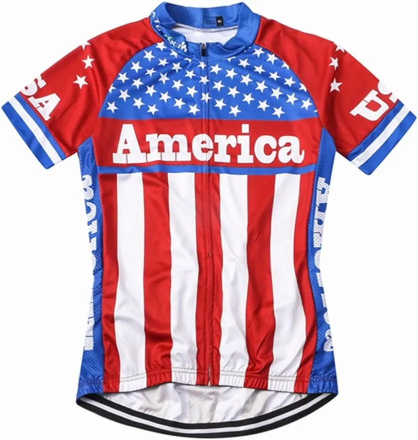 Weimostar Men's USA Cycling Jersey Short Sleeve Biking Shirts Breathable with Pockets