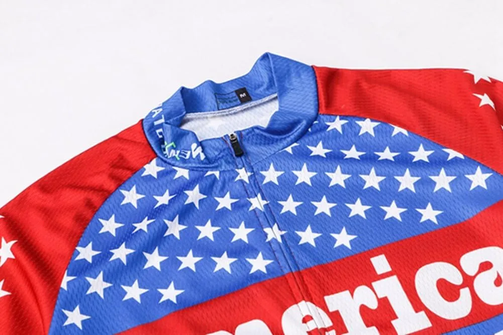 Weimostar Men's USA Cycling Jersey Short Sleeve Biking Shirts Breathable with Pockets