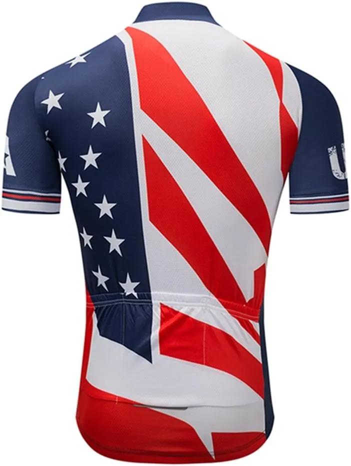 Weimostar Men's USA Cycling Jersey Short Sleeve Biking Shirts Breathable with Pockets