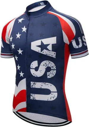 Weimostar Men's USA Cycling Jersey Short Sleeve Biking Shirts Breathable with Pockets