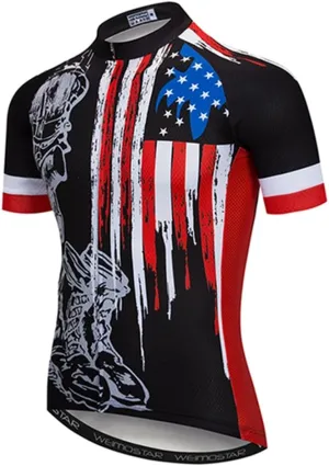 Weimostar Men's USA Cycling Jersey Short Sleeve Biking Shirts Breathable with Pockets