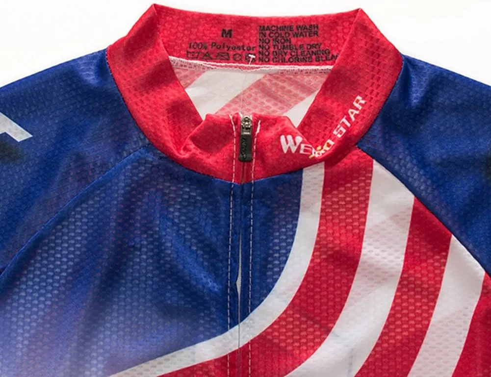 Weimostar Men's USA Cycling Jersey Short Sleeve Biking Shirts Breathable with Pockets