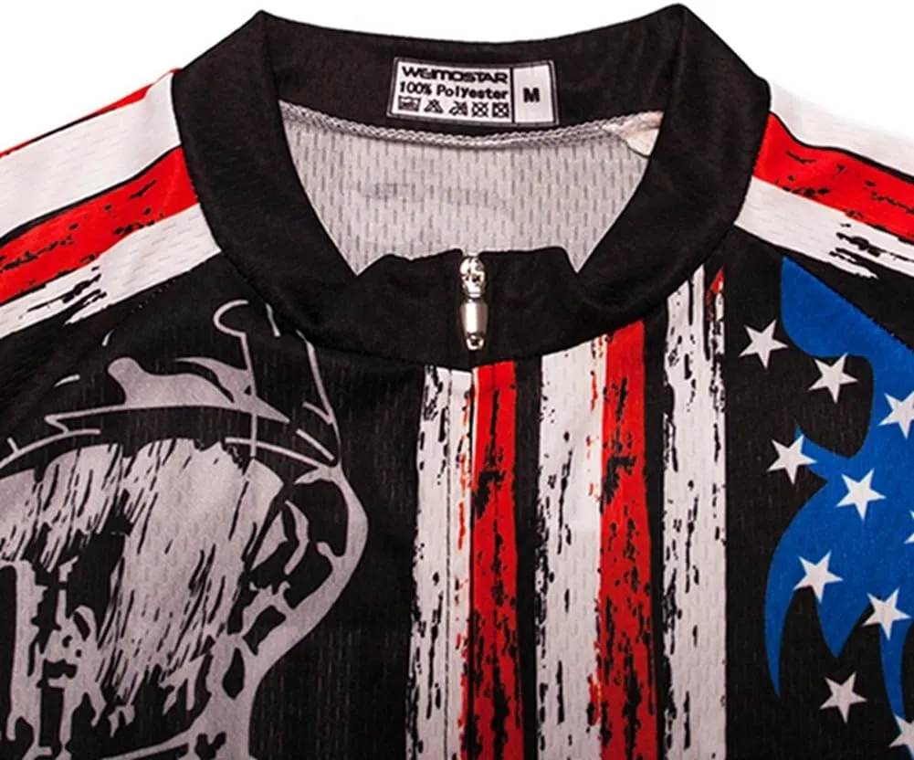 Weimostar Men's USA Cycling Jersey Short Sleeve Biking Shirts Breathable with Pockets