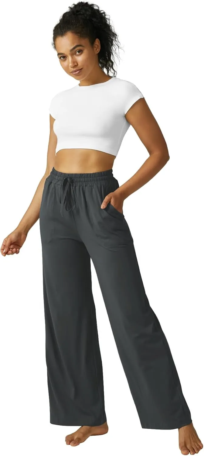 Wide Leg Pants Women High Waisted Slacks Lounge Baggy Flowy Palazzo Pants with Pockets