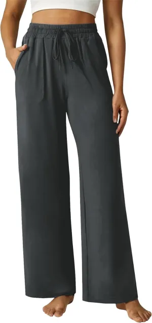 Wide Leg Pants Women High Waisted Slacks Lounge Baggy Flowy Palazzo Pants with Pockets