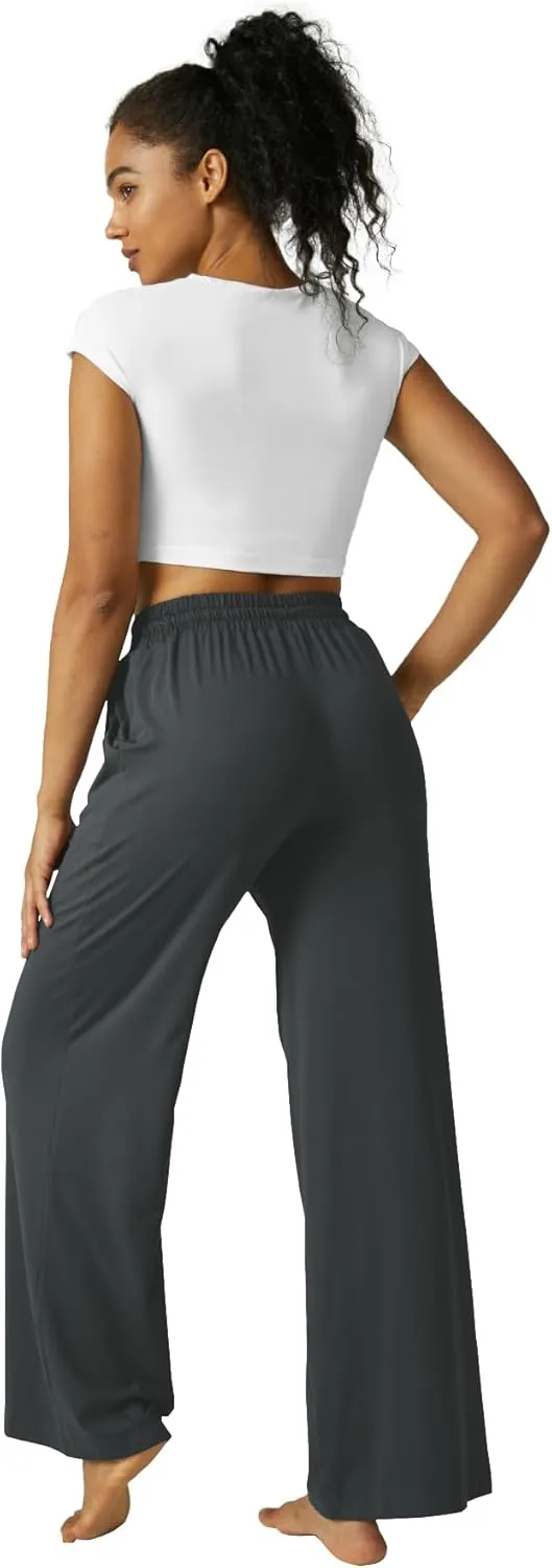 Wide Leg Pants Women High Waisted Slacks Lounge Baggy Flowy Palazzo Pants with Pockets