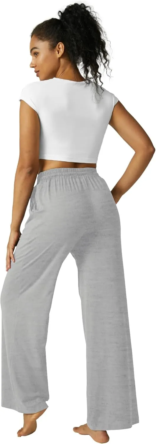 Wide Leg Pants Women High Waisted Slacks Lounge Baggy Flowy Palazzo Pants with Pockets